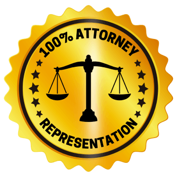 100% attorney representation badge